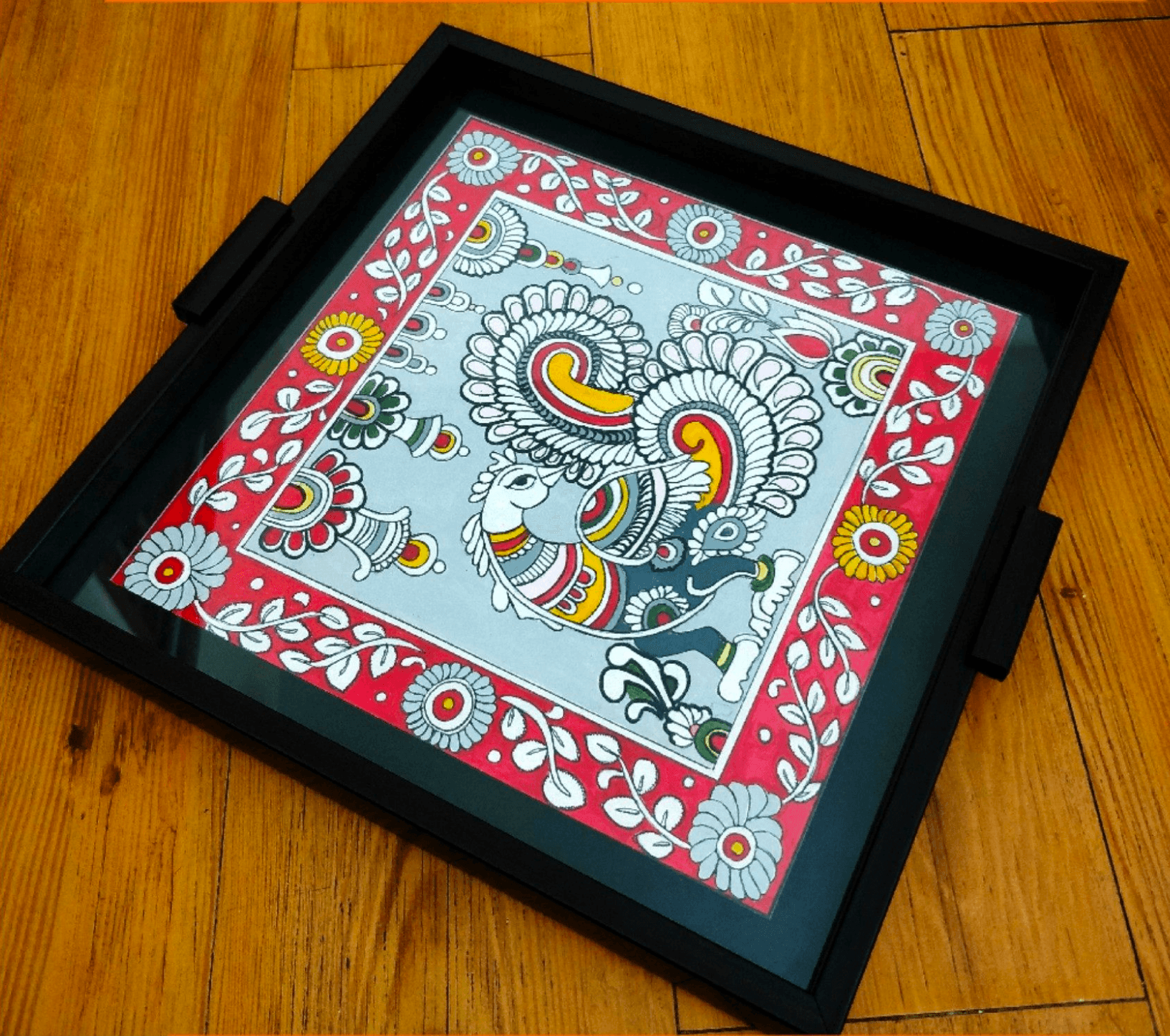 Kalamkari Peacock Tray